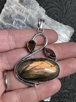 Stunning Orange Flash Labradorite Pendant Stone Crystal Jewelry #FT2EvKwjaSs