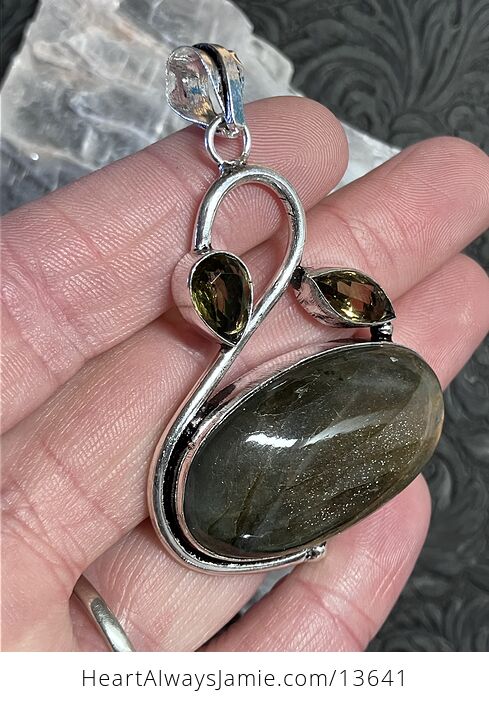 Stunning Orange Flash Labradorite Pendant Stone Crystal Jewelry - #FT2EvKwjaSs-6