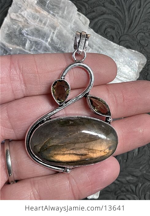 Stunning Orange Flash Labradorite Pendant Stone Crystal Jewelry - #FT2EvKwjaSs-5