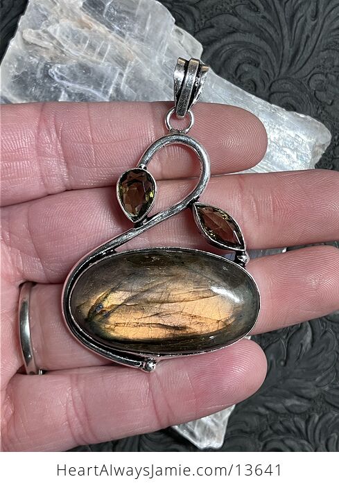 Stunning Orange Flash Labradorite Pendant Stone Crystal Jewelry - #FT2EvKwjaSs-4