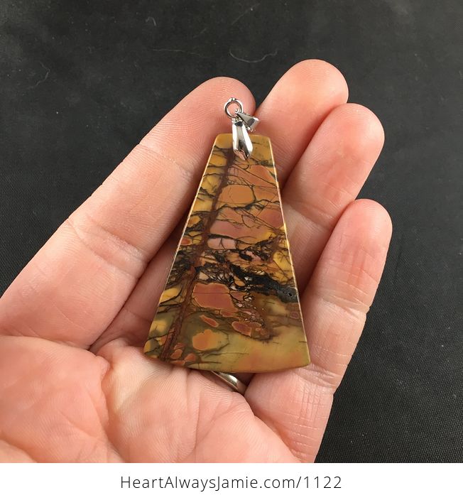 Stunning Patterned Natural Picasso Jasper Stone Pendant Necklace - #lqDuEZYcdgk-3