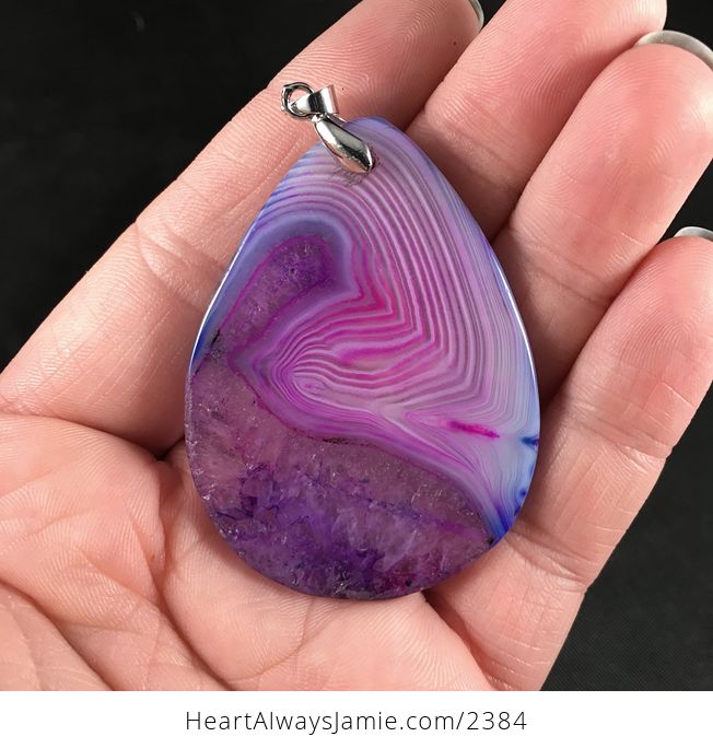 Stunning Purple and Pink Druzy Agate Stone Pendant Necklace - #0IdKQpjmK0Y-2