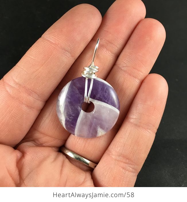 Stunning Purple Chevron Amethyst Ring Stone Pendant Necklace - #fUfb3cY2Uec-2