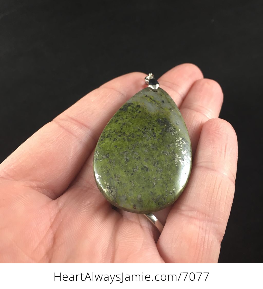 Stunning Pyrite Flecked Green Stone Jewelry Pendant #JoJKle2pyZM