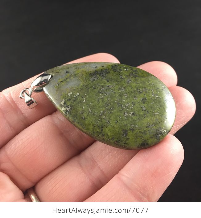 Stunning Pyrite Flecked Green Stone Jewelry Pendant - #JoJKle2pyZM-4