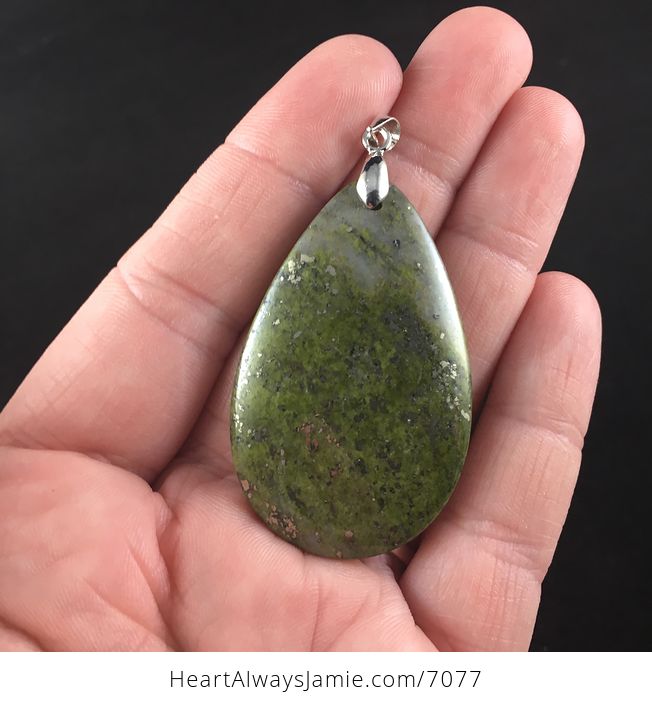 Stunning Pyrite Flecked Green Stone Jewelry Pendant - #JoJKle2pyZM-1