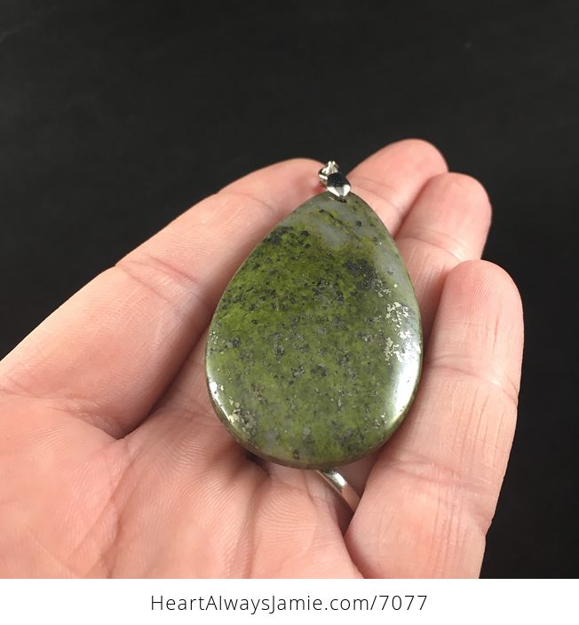 Stunning Pyrite Flecked Green Stone Jewelry Pendant - #JoJKle2pyZM-2
