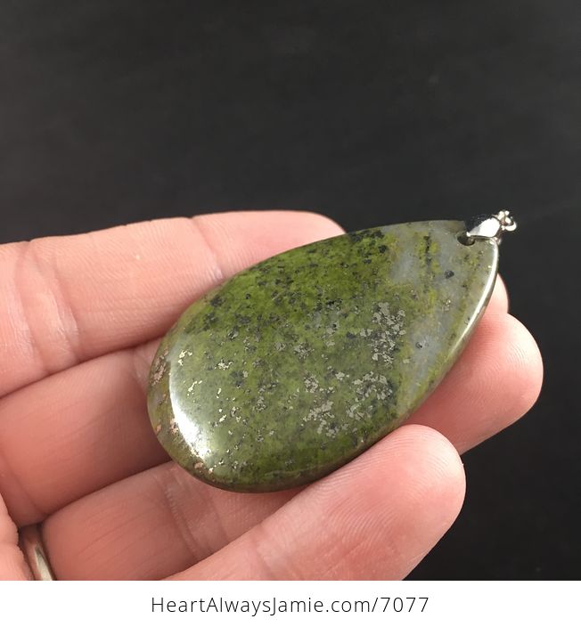 Stunning Pyrite Flecked Green Stone Jewelry Pendant - #JoJKle2pyZM-3