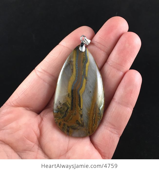 Stunning Quartz and Yellow Tigers Iron Eye Stone Jewelry Pendant - #uDdAYvqItd0-1