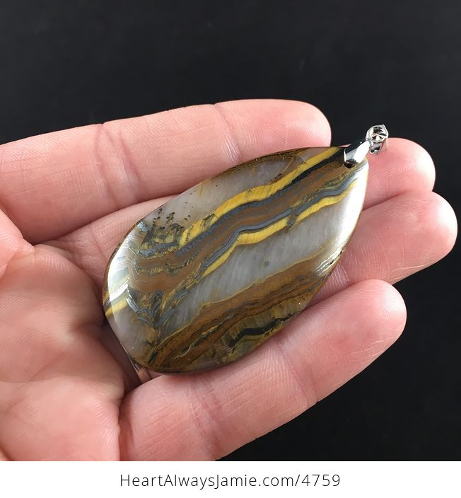 Stunning Quartz and Yellow Tigers Iron Eye Stone Jewelry Pendant - #uDdAYvqItd0-4