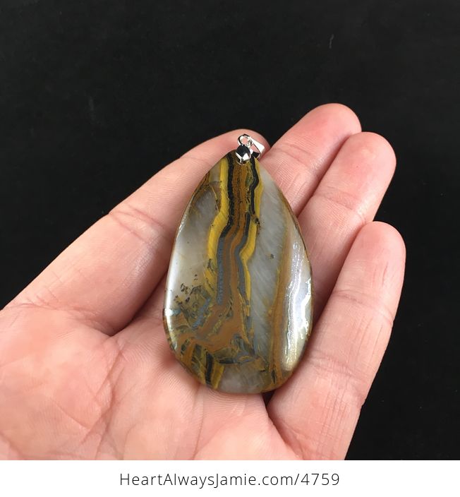Stunning Quartz and Yellow Tigers Iron Eye Stone Jewelry Pendant - #uDdAYvqItd0-2