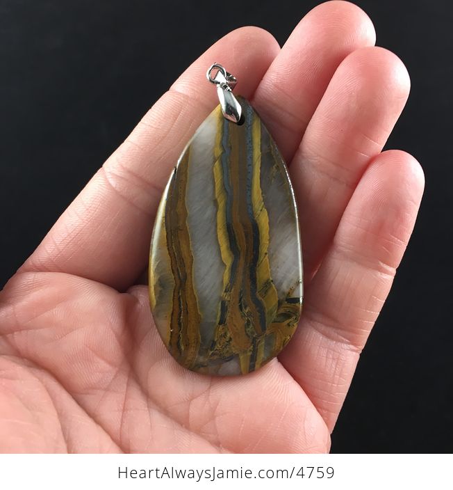 Stunning Quartz and Yellow Tigers Iron Eye Stone Jewelry Pendant - #uDdAYvqItd0-6