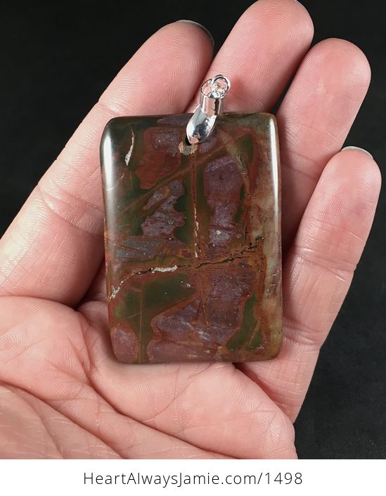 Stunning Rectangular Natural Picasso Jasper Stone Pendant Necklace - #1nNKwWdIccY-2