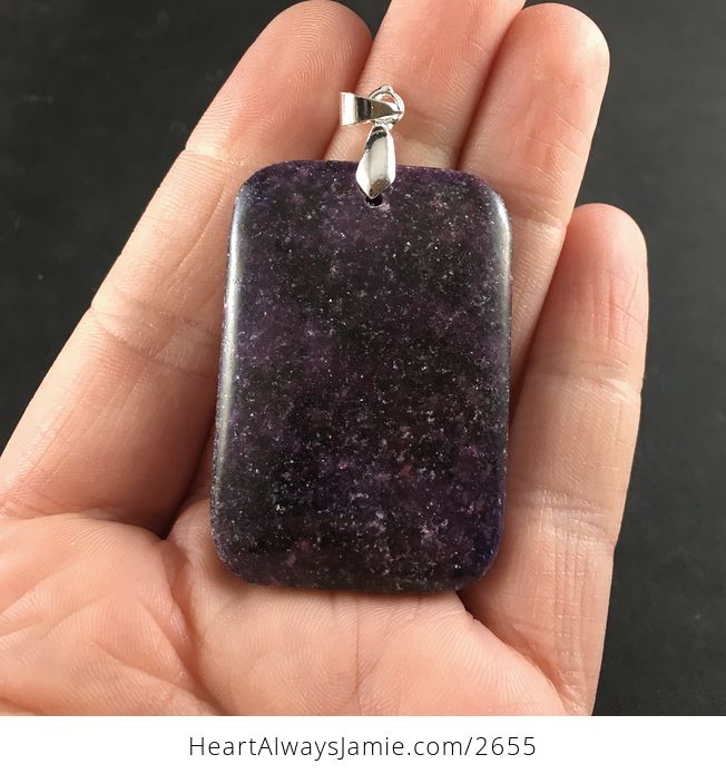 Stunning Rectangular Purple Galaxy like Colored Lepidolite Stone Pendant - #HwNipjsI4kM-1