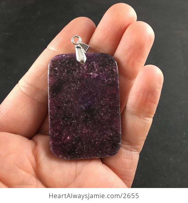Stunning Rectangular Purple Galaxy like Colored Lepidolite Stone Pendant Necklace - #HwNipjsI4kM-2