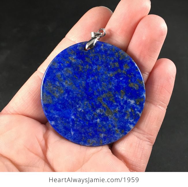 Stunning Round Blue and White Lapis Lazuli Stone Pendant Necklace - #gKhKu2gS2JY-2