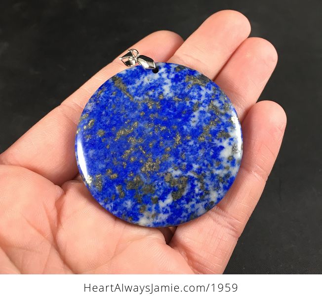 Stunning Round Blue and White Lapis Lazuli Stone Pendant Necklace - #gKhKu2gS2JY-3