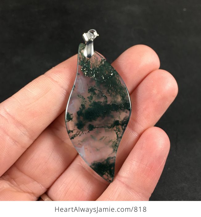 Stunning Semi Transparent and Green Moss Agate Stone Pendant Necklace - #Fce42RAjuuM-2