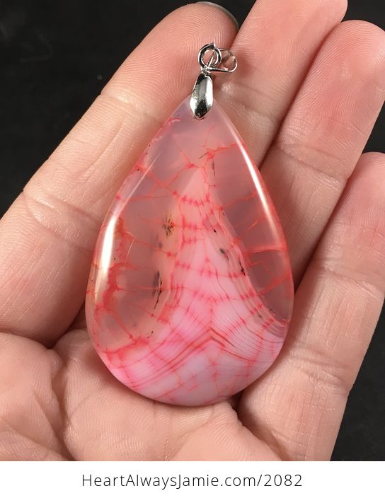Stunning Semi Transparent Dendritic Pink Dragon Veins Stone Pendant - #BfuAieVExoE-1