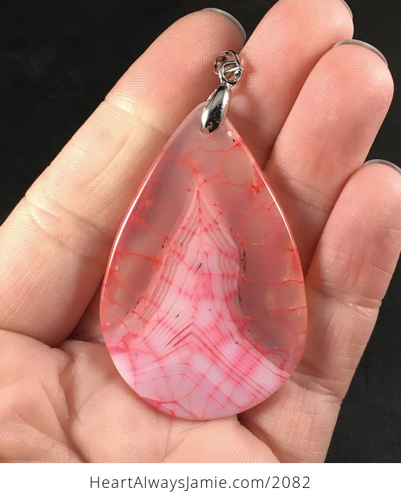 Stunning Semi Transparent Dendritic Pink Dragon Veins Stone Pendant Necklace - #BfuAieVExoE-2