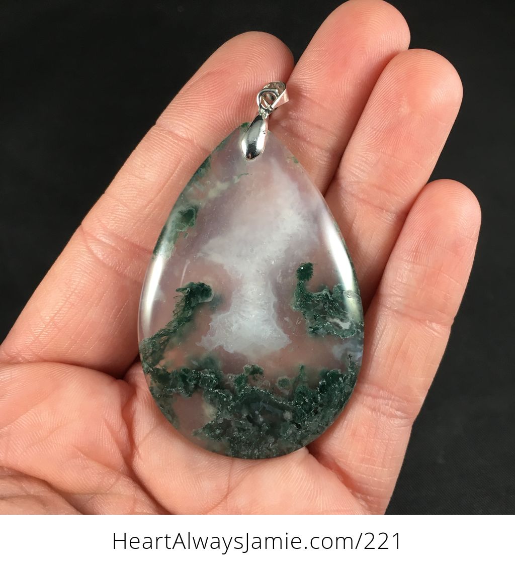 Stunning Semi Transparent White and Green Druzy Moss Agate Stone ...