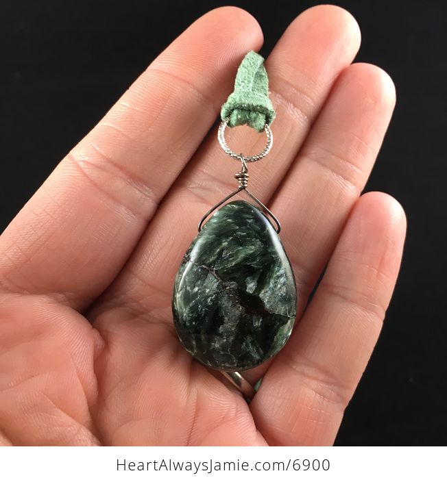 Stunning Seraphinite Stone Jewelry Pendant Necklace - #5GFK6gt1SzA-2