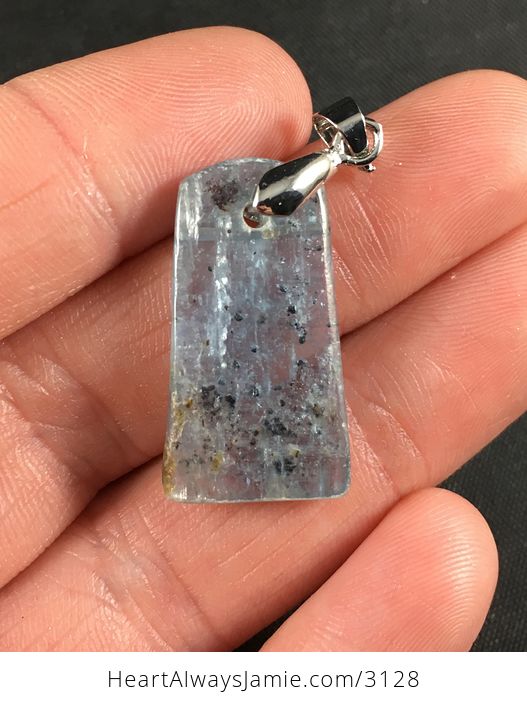 Stunning Slice of Blue Kyanite with Speckles Stone Pendant Necklace - #iXXsA2kUk1c-3