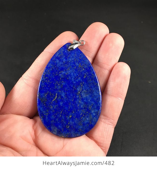 Stunning Sparkly and Dark Blue Lapis Lazuli Stone Pendant Necklace - #jFgnxKJeh3Y-3
