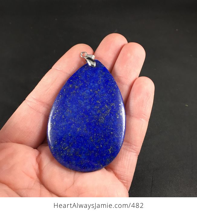Stunning Sparkly and Dark Blue Lapis Lazuli Stone Pendant Necklace - #jFgnxKJeh3Y-2