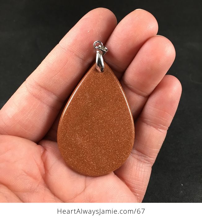 Stunning Sparkly Goldstone Pendant Necklace - #VY0yKLt5C7A-2