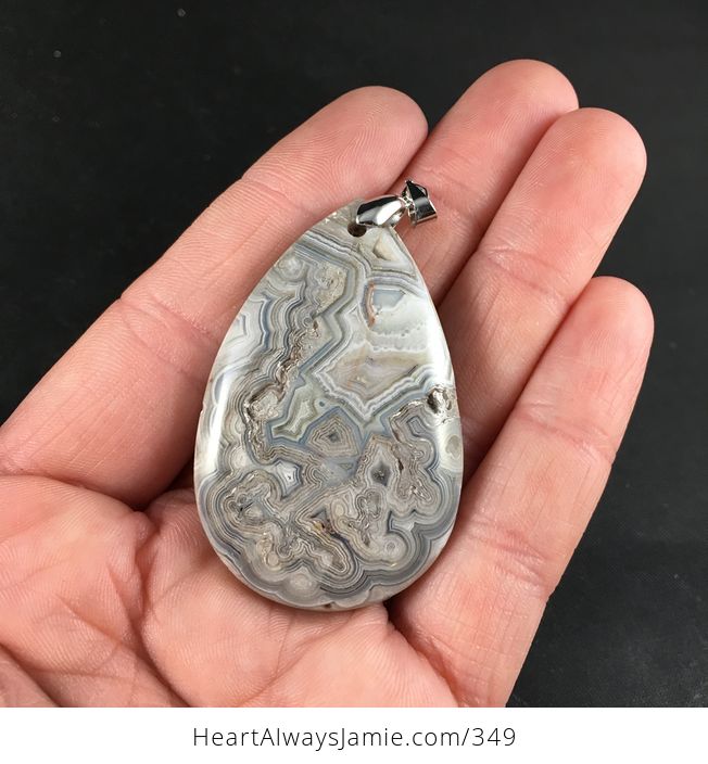 Stunning Taupe and Gray Crazy Lace Agate Stone Pendant - #XJDcQldfhn8-1
