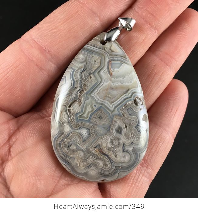 Stunning Taupe and Gray Crazy Lace Agate Stone Pendant Necklace - #XJDcQldfhn8-3