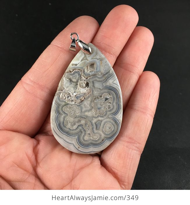 Stunning Taupe and Gray Crazy Lace Agate Stone Pendant Necklace - #XJDcQldfhn8-2