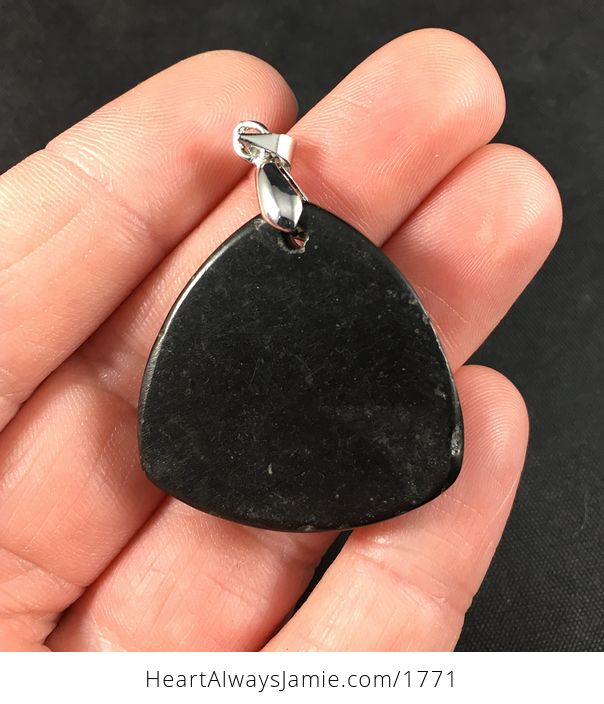 Stunning Triangular White and Black Snowflake Obsidian Druzy Stone Agate Pendant Necklace - #HIdDyTmXsYM-2