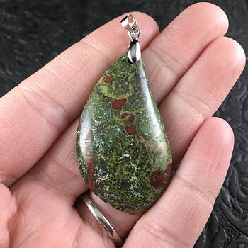 Stunning Unique Cut of Green and Red African Bloodstone Jewelry Pendant #JFolfqUmHWQ