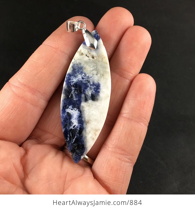 Stunning White and Blue Sodalite Stone Pendant Necklace - #IqdEmodxiE8-2
