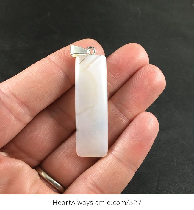 Stunning White and Brown Dendrite Ocean Chalcedony Agate Stone Pendant Necklace - #Za1plPpXduU-2