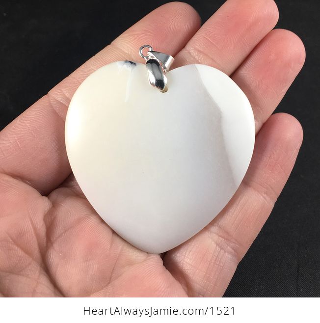 Stunning White and off White African Dendrite Opal Heart Shaped Stone Pendant - #TB4SOydgH3s-1