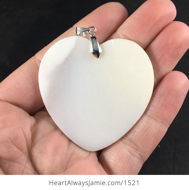 Stunning White and off White African Dendrite Opal Heart Shaped Stone Pendant Necklace - #TB4SOydgH3s-2