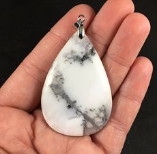 Stunning White Dendrite Opal Stone Pendant #JaF2kSIzEuI