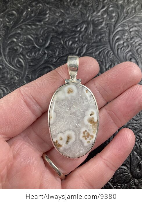 Stunning White Druzy Ocean Jasper Crystal Stone Jewelry Pendant - #Bbxlme6l6zg-1
