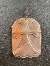Succor Creek Picture Jasper Cross Stone Jewelry Pendant Mini Art Ornament #778igkoWjO8
