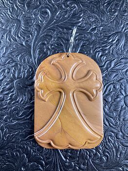 Succor Creek Picture Jasper Cross Stone Jewelry Pendant Mini Art Ornament #EYCSt9Ge44g