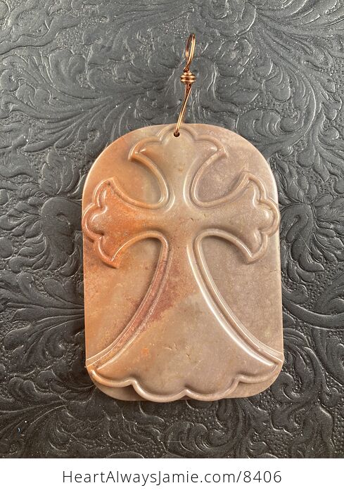 Succor Creek Picture Jasper Cross Stone Jewelry Pendant Mini Art Ornament - #778igkoWjO8-1