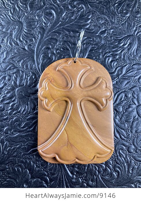Succor Creek Picture Jasper Cross Stone Jewelry Pendant Mini Art Ornament - #EYCSt9Ge44g-1