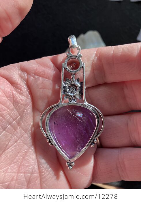 Sunflower Purple Amethyst Stone Crystal Pendant Jewelry - #NjDeWm02V1M-4