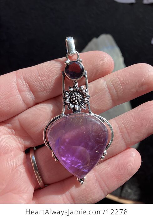 Sunflower Purple Amethyst Stone Crystal Pendant Jewelry - #NjDeWm02V1M-1