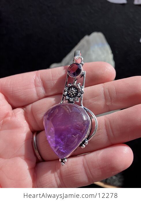 Sunflower Purple Amethyst Stone Crystal Pendant Jewelry - #NjDeWm02V1M-3