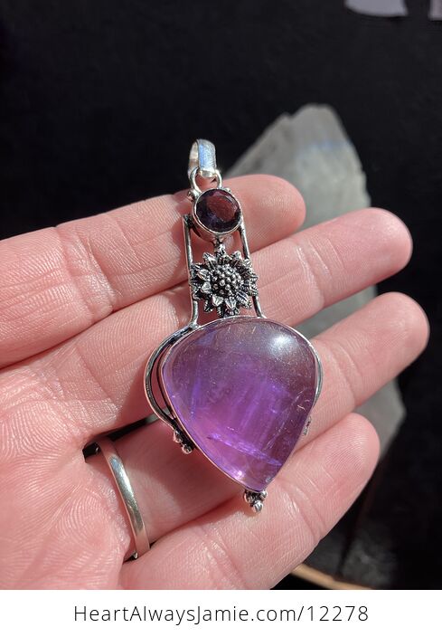 Sunflower Purple Amethyst Stone Crystal Pendant Jewelry - #NjDeWm02V1M-2