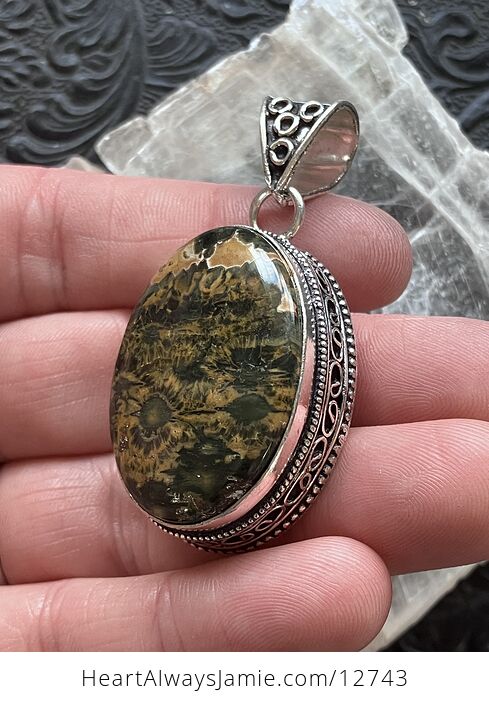 Sunflower Sea Ocean Jasper Crystal Stone Jewelry Pendant - #qgAldw1q6E0-5